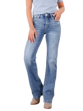 NWT RISEN Tummy Control High-Rise Straight Distressed Jeans